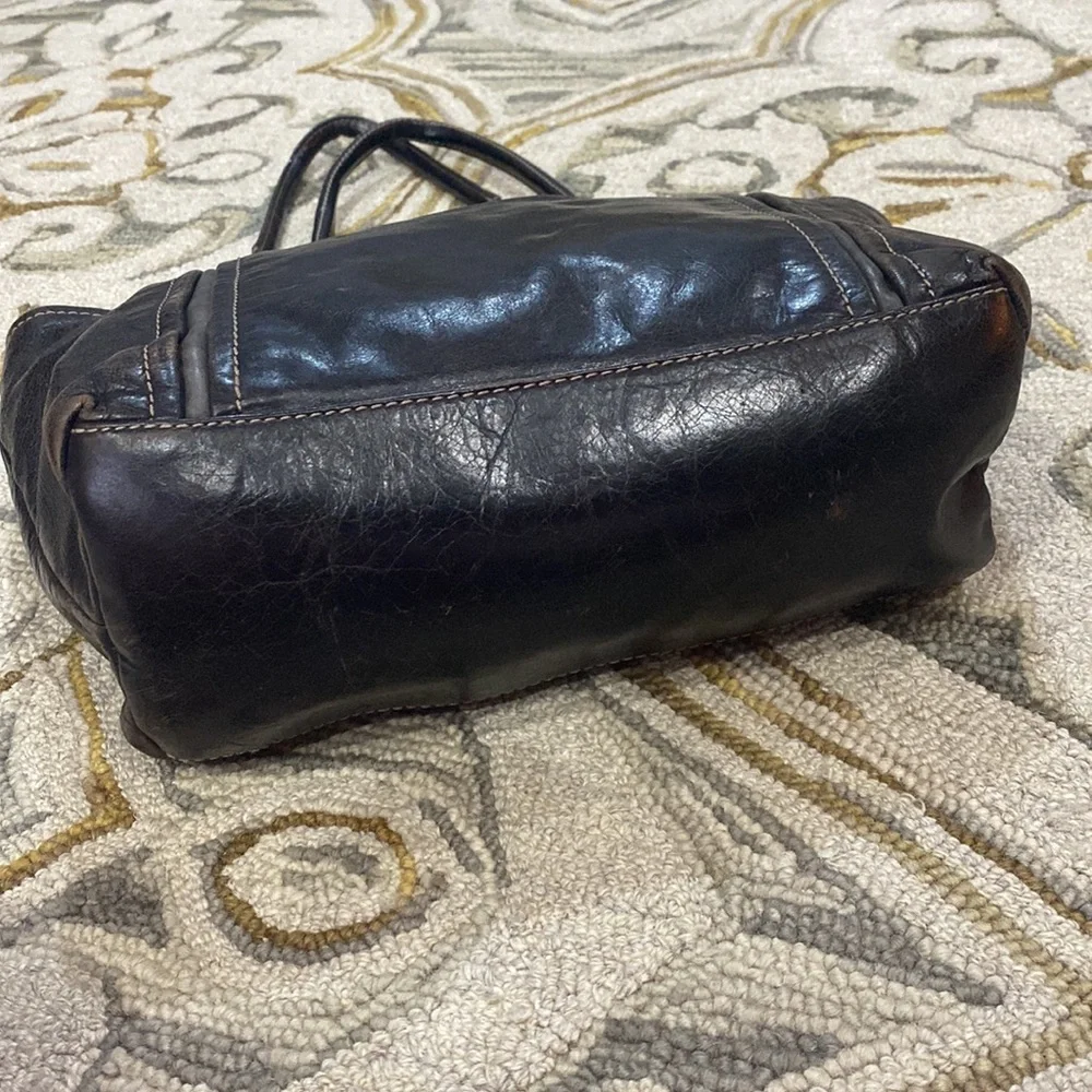 💕 Luana Italian leather large black top handle satchel bag 💕